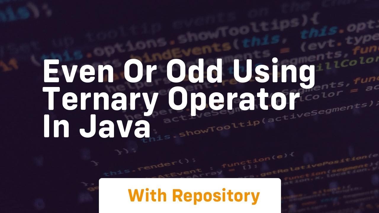 even or odd using ternary operator in java - YouTube