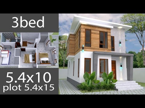 small-home-design-plan-5.4x10m-with-3-bedrooms-house-plans-full-plan-sketchup-3d