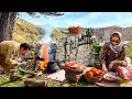 Iran kurdish rural life making local sweets and cooking meat kebab