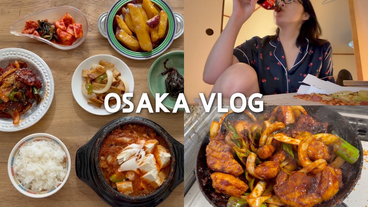 OSAKA VLOG | 자취만렙 쉬는날에는 무조건 한식… (꽁치김치찜, 기사식당st 제육볶음, 청국장, 삼겹살, 황태채무침) 일 하는 날은 이자카야도 가야하거든요…집밥 브이로그