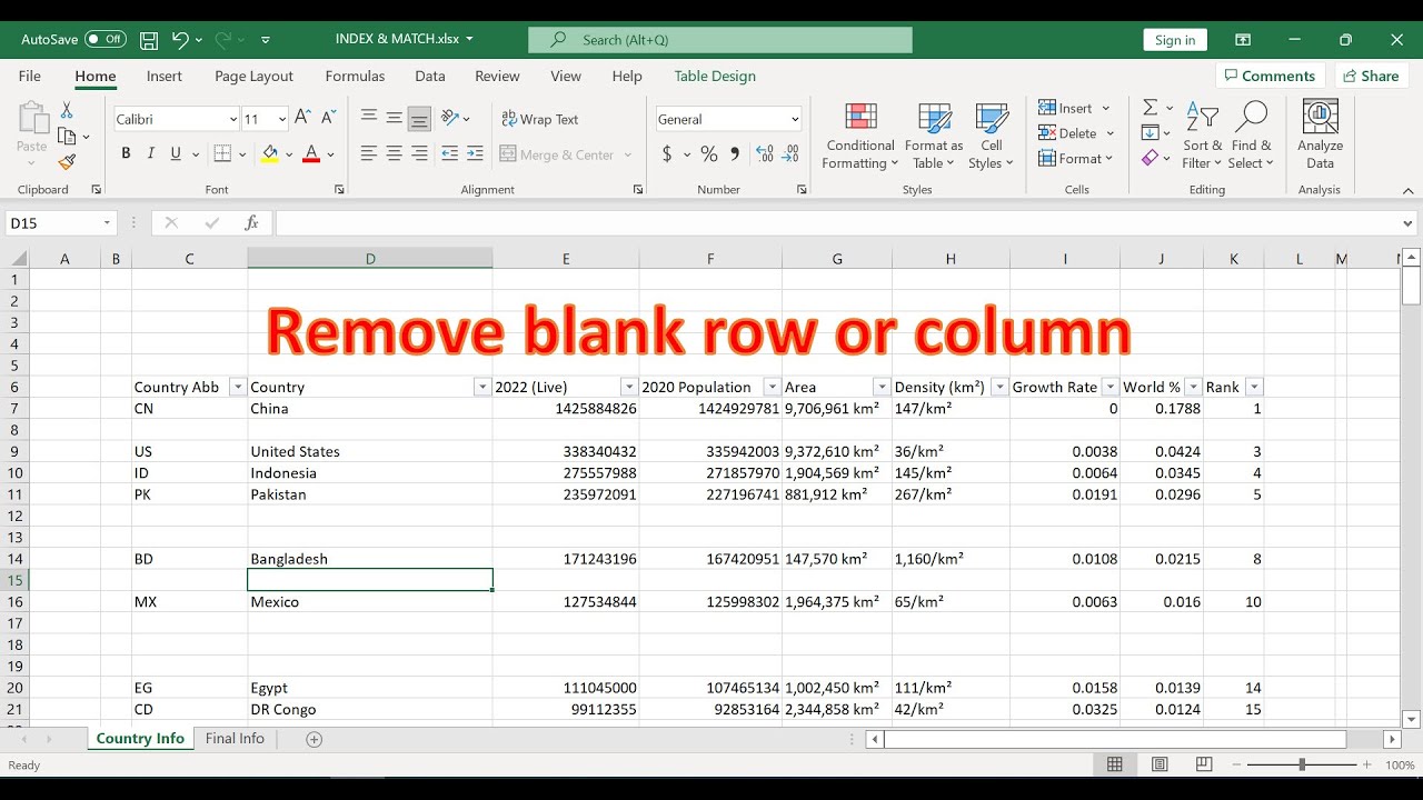 Remove blank rows or columns in Excel with a fastest way - YouTube