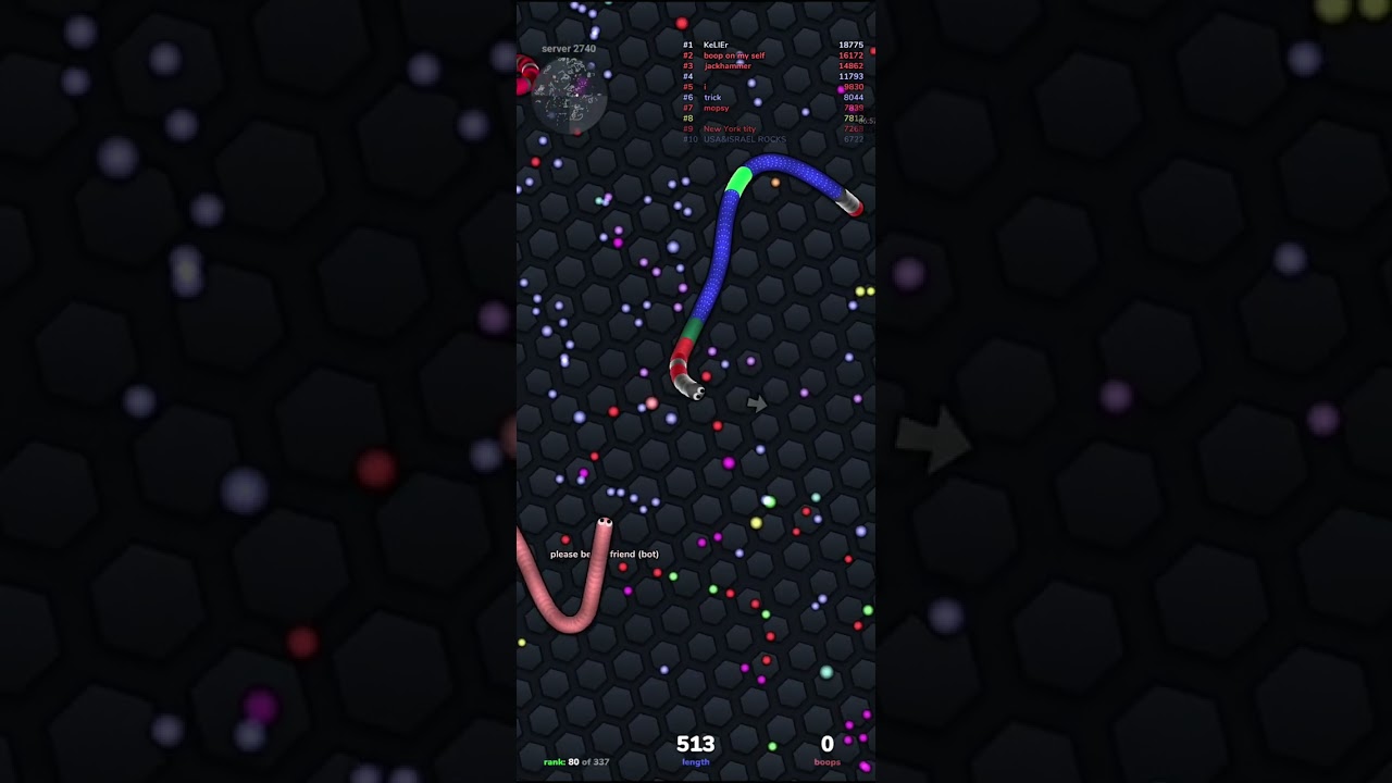 18 minutes of relaxing slither.io