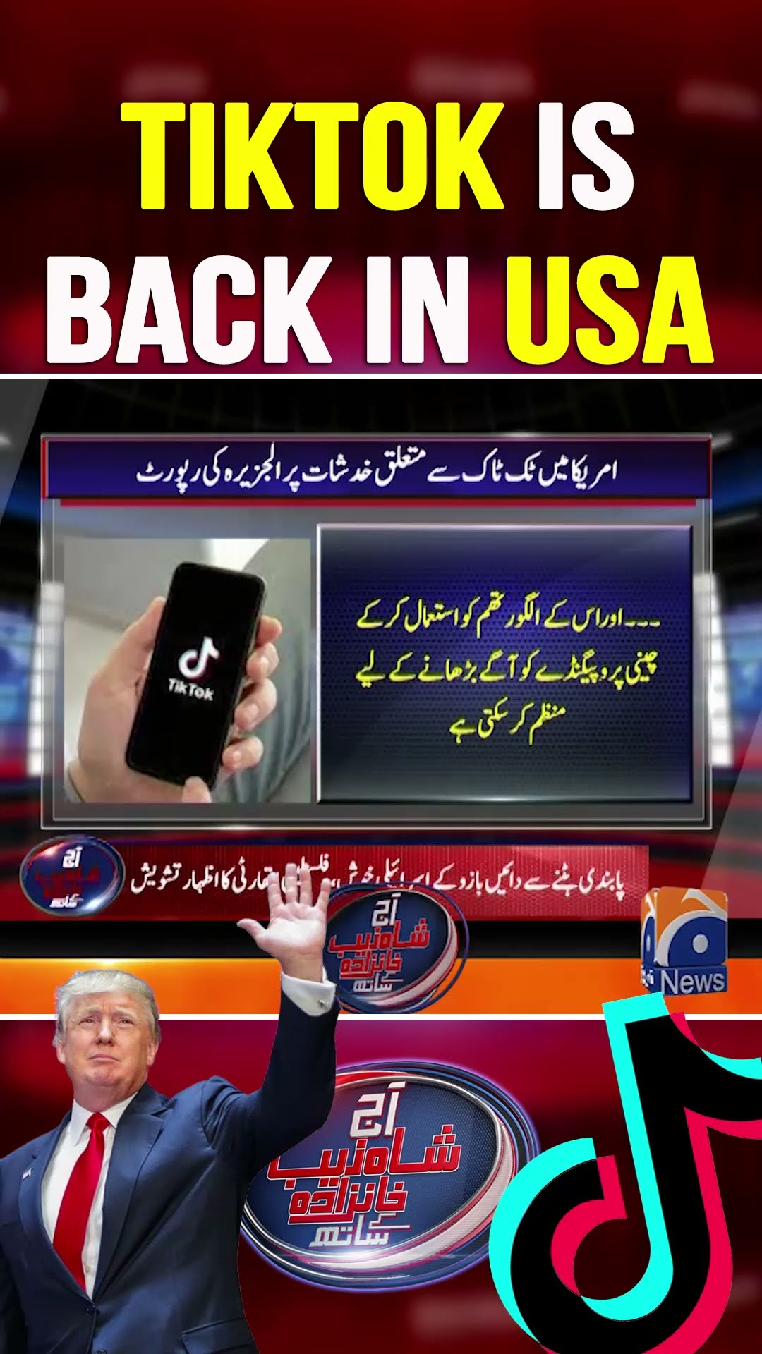 TikTok is Back in USA - #aajshahzebkhanzadakaysaath #geonews #shorts