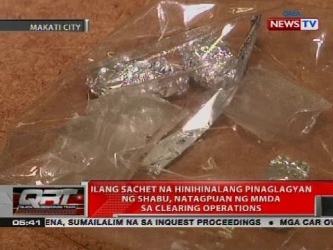 Ilang sachet na hinihinalang pinaglagyan ng shabu, natagpuan ng MMDA sa clearing operations