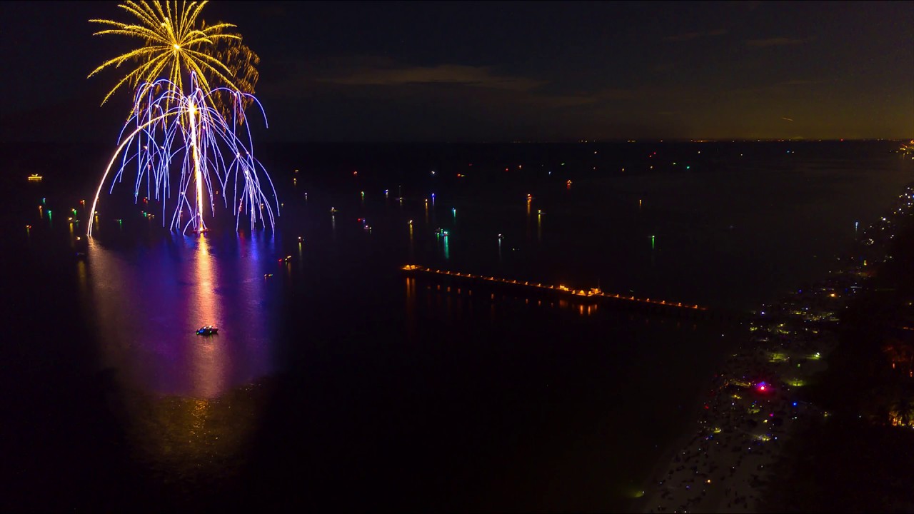 INCREDIBLE Drone footage of fireworks in Naples Florida over the beach