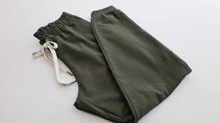 กางเกงสเวตมีกระเป๋าขนาด 42 การตัดเย็บและตัดเย็บ / การทำกางเกงสเวตไม่มีลวดลาย