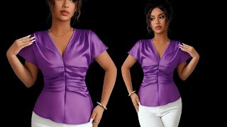 ✅ Sew a Stunning Satin Blouse ✂️| Step-by-Step Pleated Top Tutorial