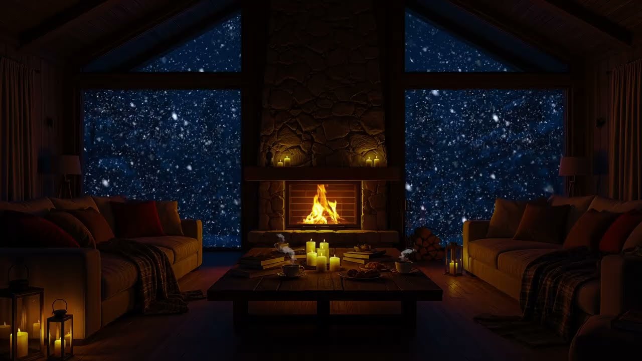 Спокойный огонь Альпийского камина Тихой зимней ночью 🔥