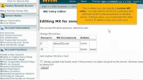 Managing MX entries in WHM by VodaHost web hosting