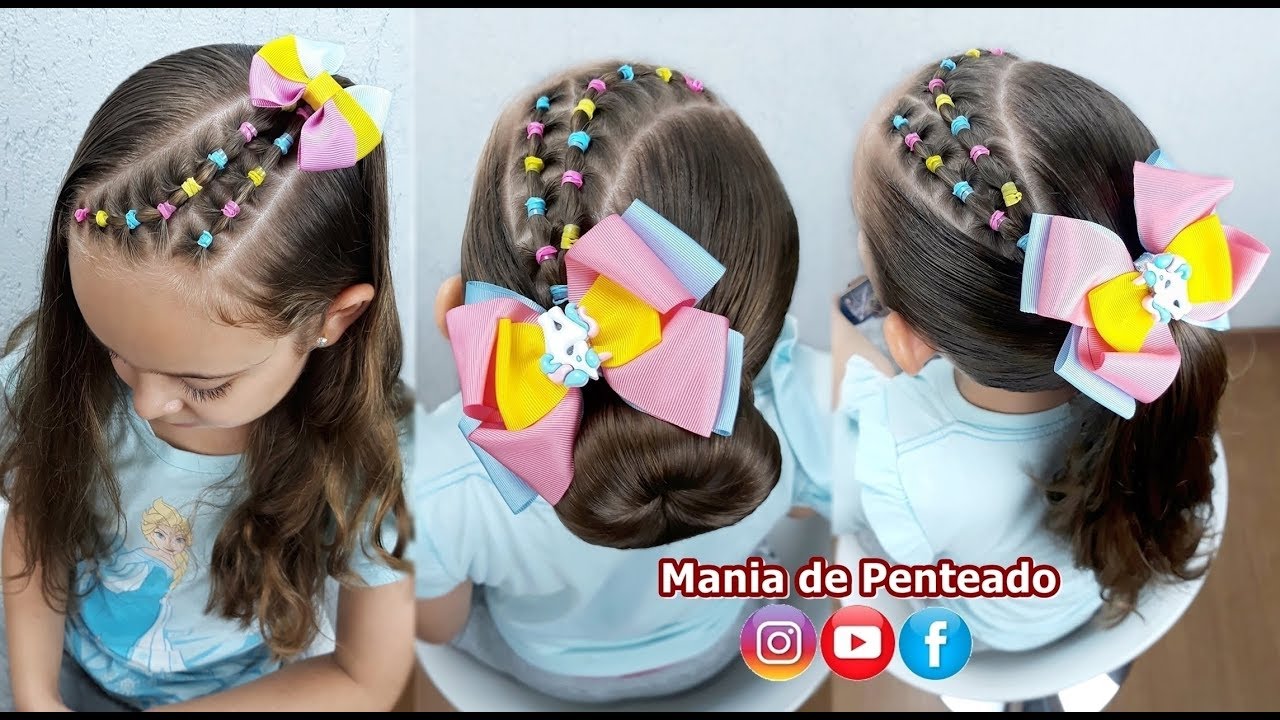 3 em 1 Penteados Infantis Fáceis com Ligas 3 in 1 Easy Hairstyles with  Rubber band for girls - thptnganamst.edu.vn