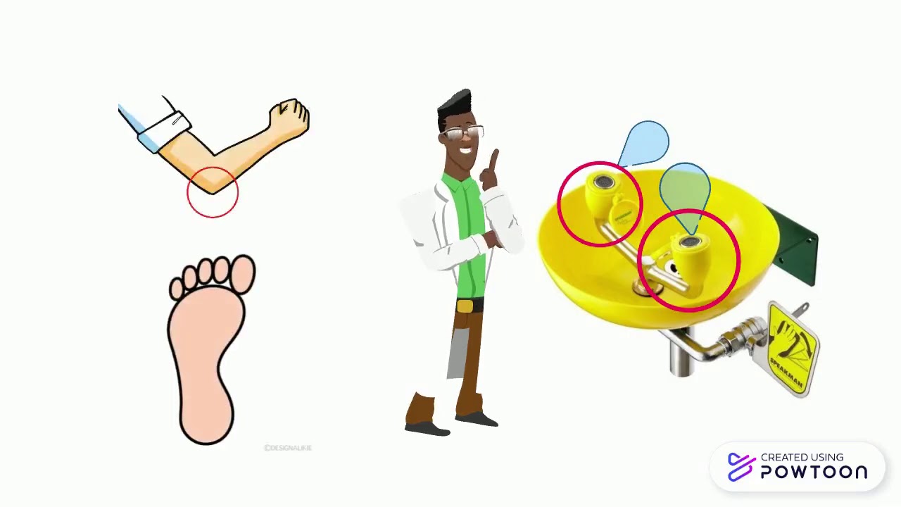 Uso de duchas y lavaojos de emergencia