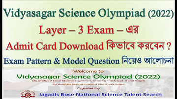 Vidyasagar Science Olympiad 2022 Layer-3 Admit Card Download