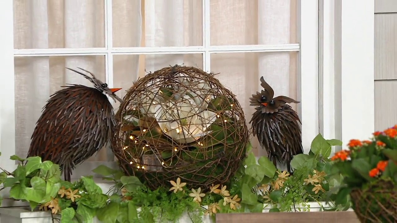 Plow & Hearth Set of 2 Metal Spikey Owl Statues on QVC