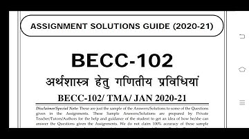 BECC 102 Ignou Solved Assignment 2020-21