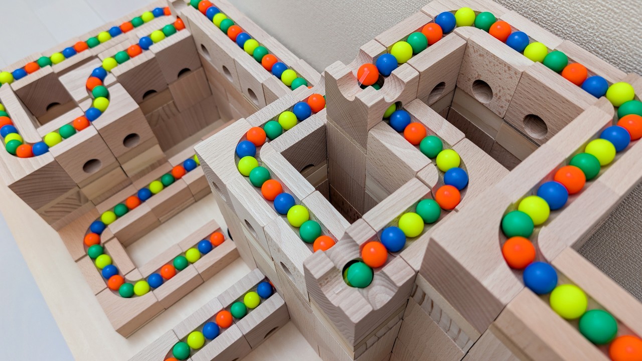 マーブルランレース☆キュボロタワー＋透明ホースと水道管＋ブルーフェンスのししおどし＋阪急電車と踏切