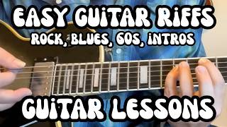 EASY RIFFS COMPILATION Guitar Lessons ROCK, BLUES, PSYCHEDELIC 60s, GREAT INTROS, Free Tabs (67 min)