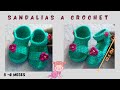 Sandalias a crochet o ganchillo para bebe de   3 a 6 meses - 10.5 cm