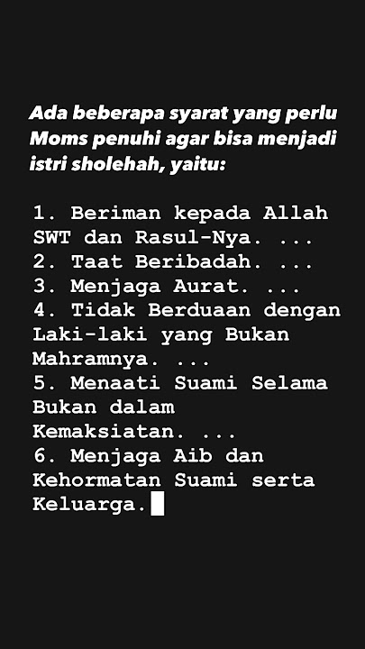 syarat agar bisa menjadi istri sholehah #storywa #motivation #rohani #religion #motivasi #story
