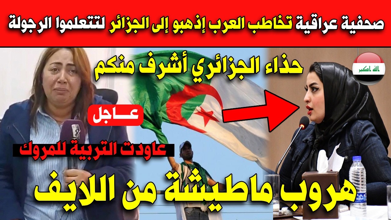 صحفية عراقية تخاطب العرب إذهبو إلى الجزائر لتتعلموا الرجولة هروب ماطيشة من اللايف!!
