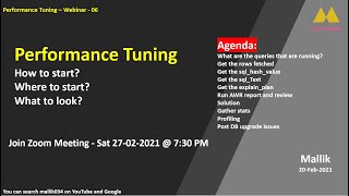 Webinar-06 - Performance Tuning || Profiling in Oracle || Oracle Database Performance Tuning