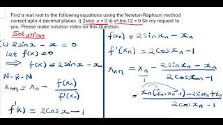 USING Newton Raphson Method ON A TRIGONOMETRICAL FUNCTION