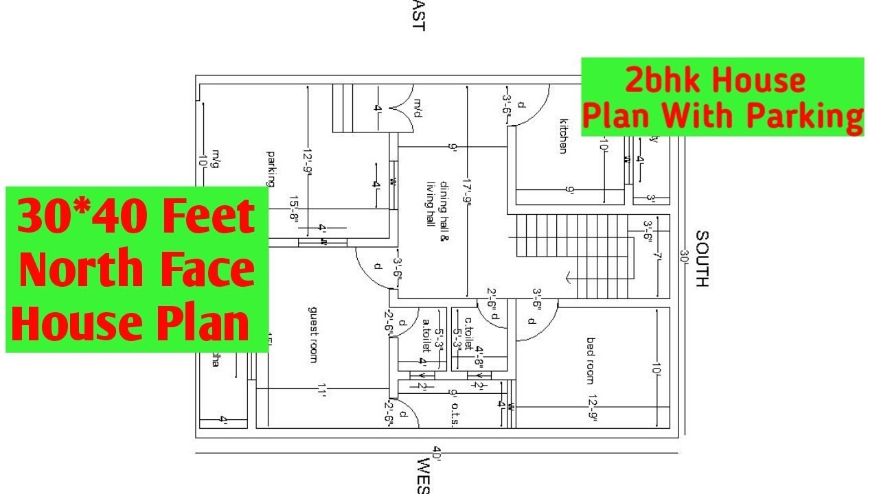 north face house plan 2bhk north facing house plan with parki...