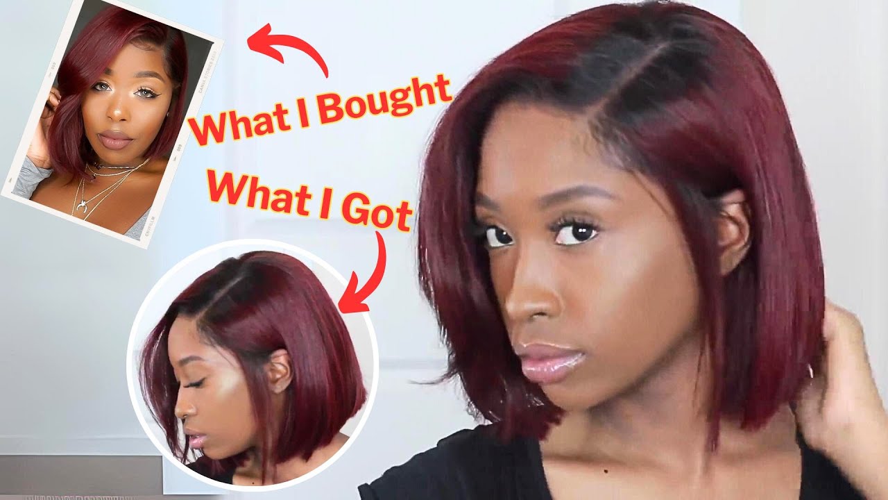 Burgundy Bob Wig Install For Beginners🔥NO glue NO vsew No Bleach👏Easy Everyday Wig Ft MyFirstWig