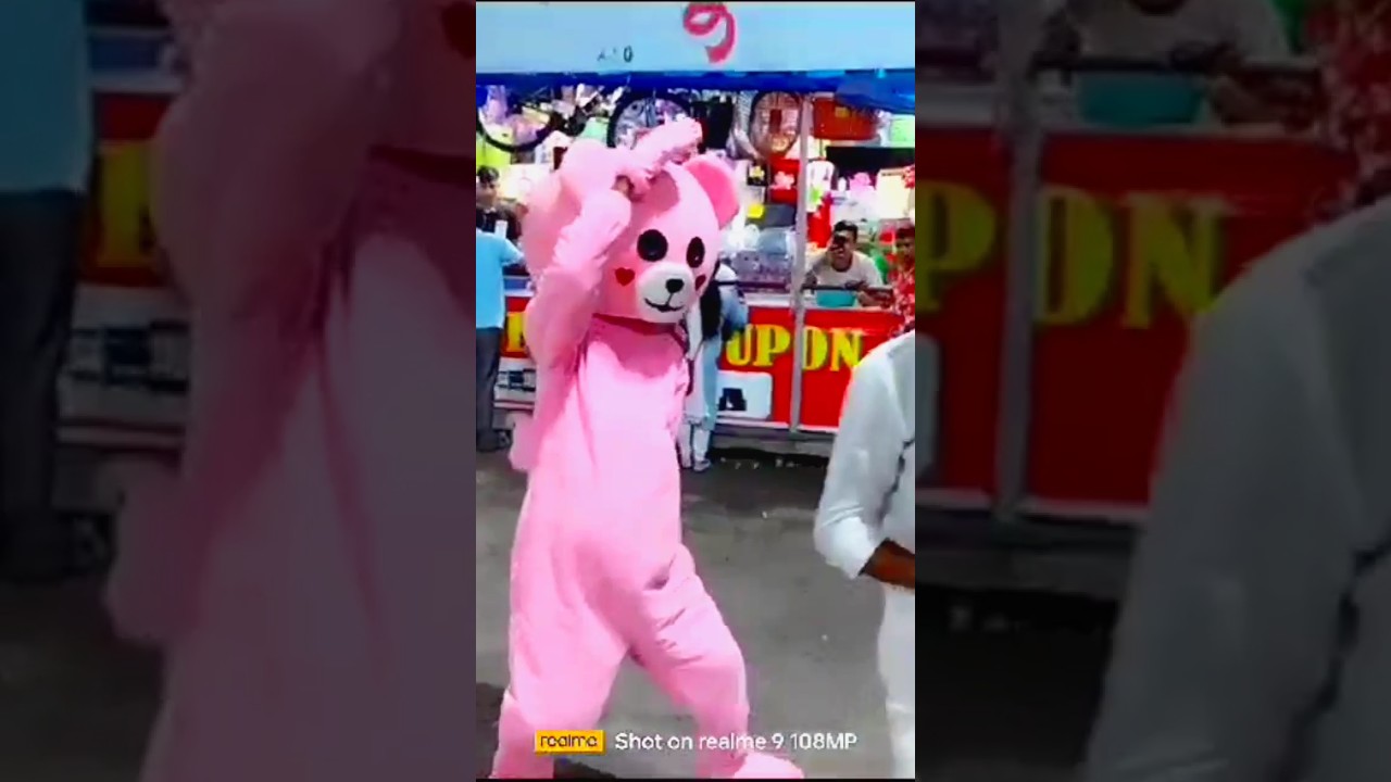cute pink teddy bear 🐻 funny dance video people funny 🤣 reaction