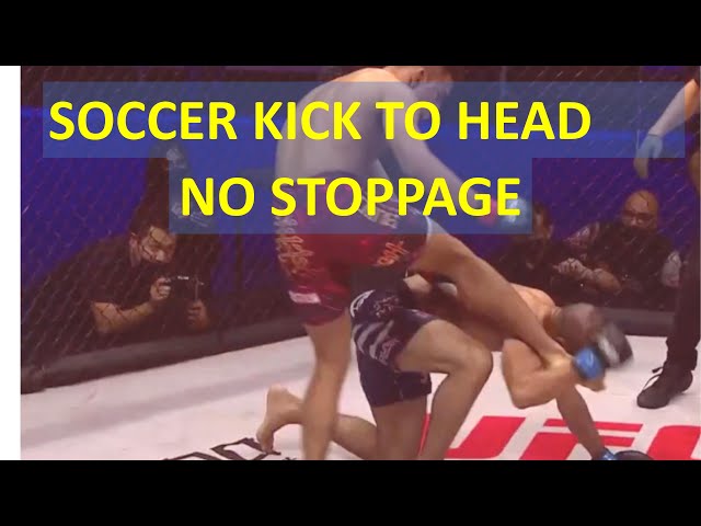 Illegal Soccer Kick on a Downed Opponent- NO STOPPAGE - Buda Sento