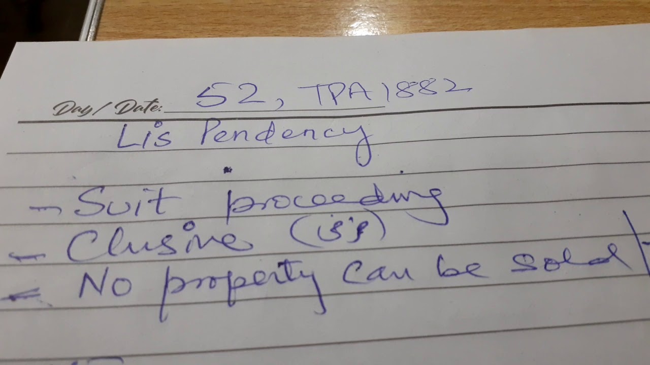 LIS PENDENCY. NO PROPERTY SELL IF SUIT IN PROCESS. Section 41. TPA 1882