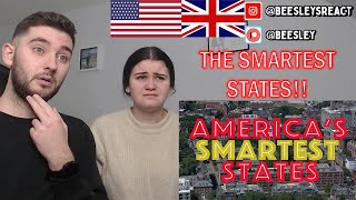 British Couple Reacts to The 10 Smartest States In America
