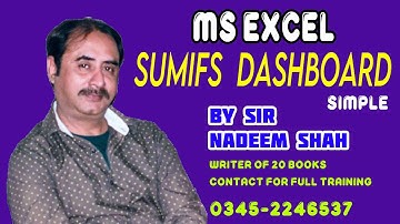 SUMIFS Dashboard Simple | MS Excel Sir Nadeem Shah Career E-Sharp Karachi Gulshan NIPA | Hindi/Urdu