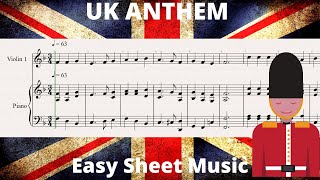 Video thumbnail of "UK NATIONAL ANTHEM - Easy Violin and Piano Sheet Music + PDF"