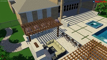 Jon and Sarie Geometric Pool w/ Negative Edge, Spa, Outdoor Living, and Kitchen