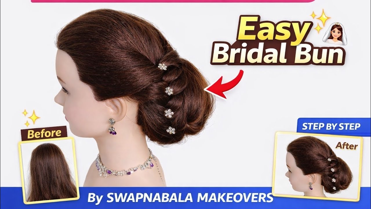 👰 Bridal Braided Bun Magic 🔥 | Swapnabala Makeovers