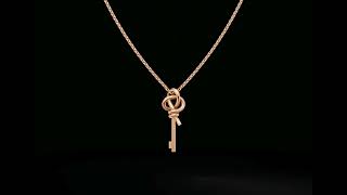 Key Pendant 3D Model with Diamond Accent | Luxury Gold Key Necklace | STL 3DM OBJ FBX GLB