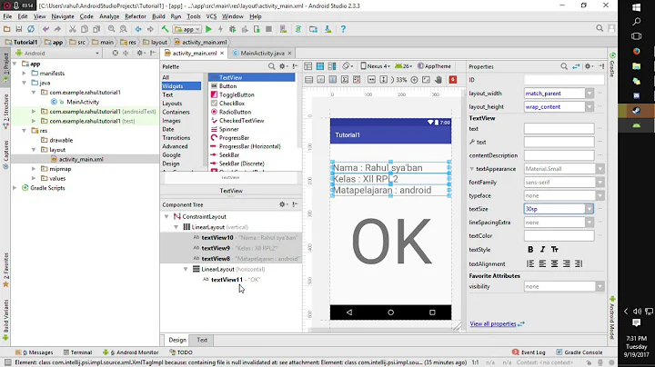 Tutorial android Basic #1 Textview,linearlayout