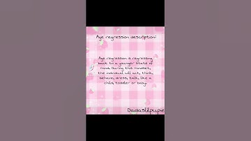 What is age regression? Ahh first video