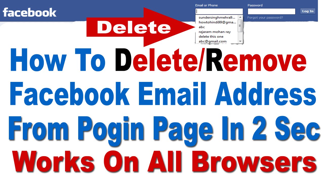 How To Delete Email Address From Facebook Login Screen 