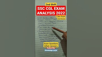 SSC CGL EXAM ANALYSIS 2022| 2nd Shift 3 Dec Exam Ques & Ans #ssc #shorts #ssccgl #ssccglanalysis2022
