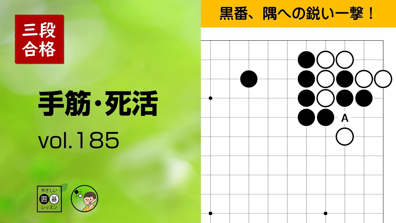 【三段合格・手筋死活_185】~やさしい囲碁レッスン~