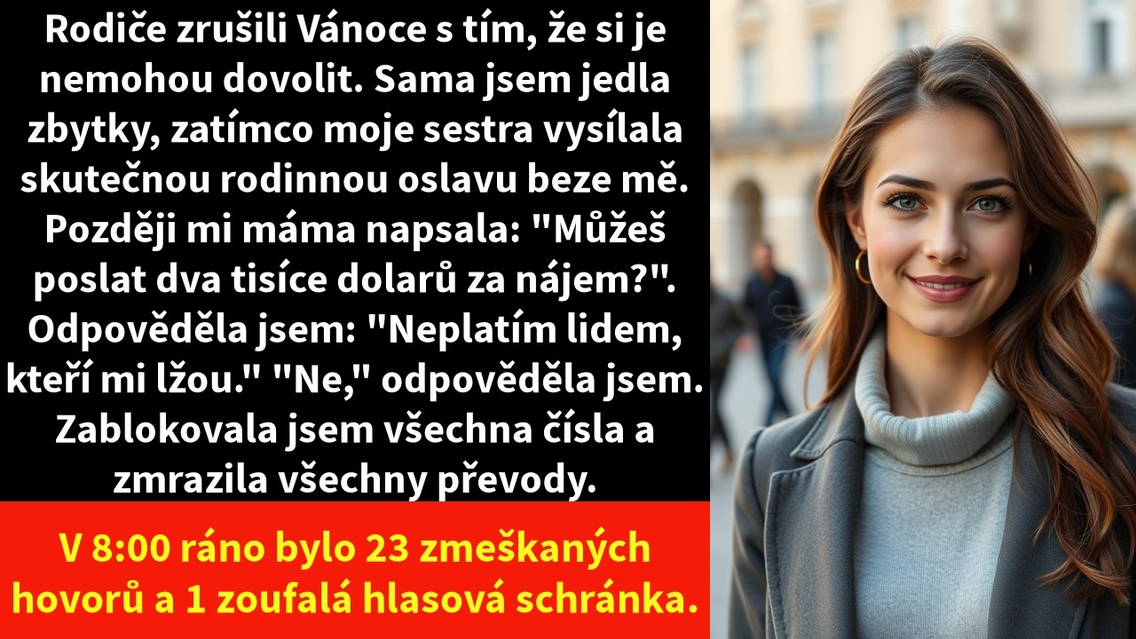 Na Štědrý večer jsem seděla sama u ohřátých těstovin, protože mi máma řekla, že si Vánoce nemůžou dovolit. Věřila jsem jí. Ve 21:17 se mi na telefonu objevilo upozornění, že moje sestra vysílá...