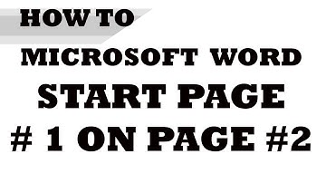 How to: Start Page Numbering on Page #2