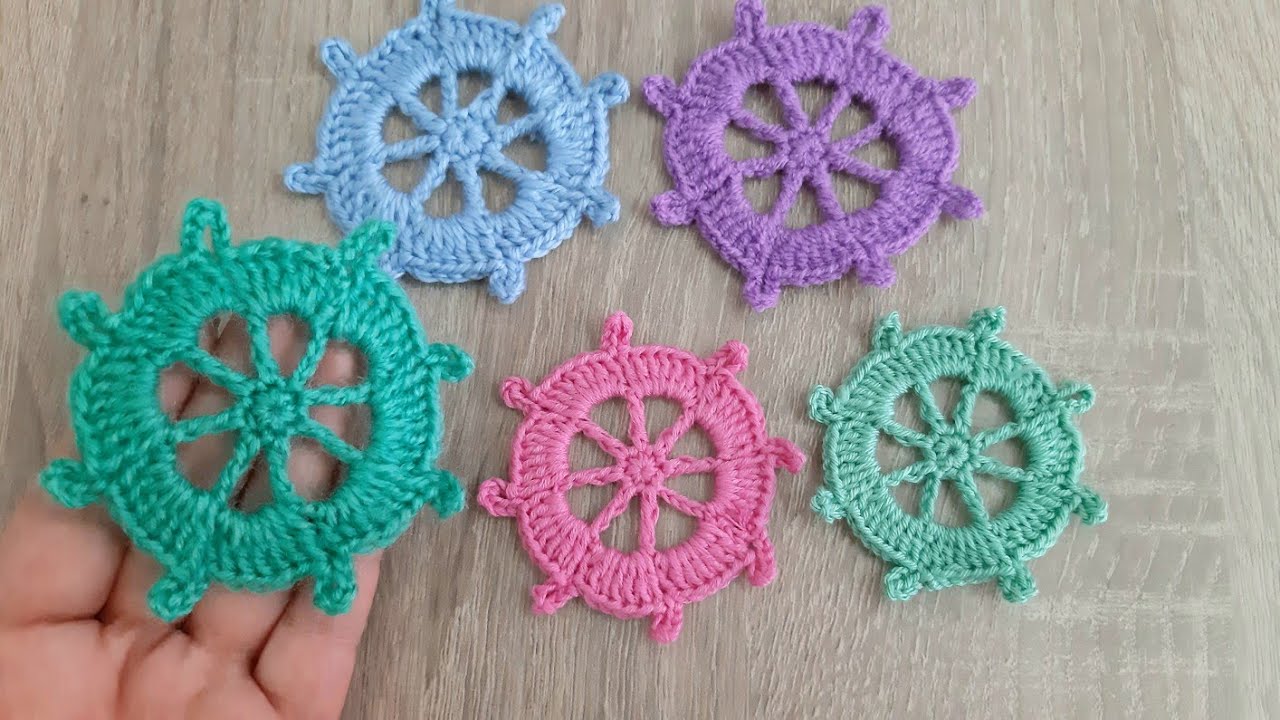 Tığ işi örgü gemi dümeni motif yapılışı /  knit ornament #örgüsüsleme