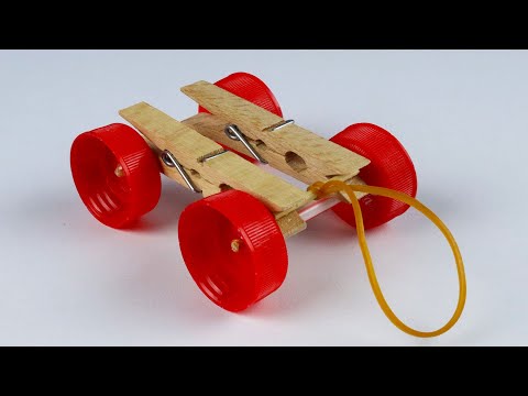 How To Make a Mini Latch Rubber Band Car - DIY TOYS CAR