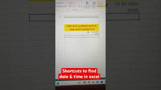Ms Excel Shortcuts Current Date Current Time