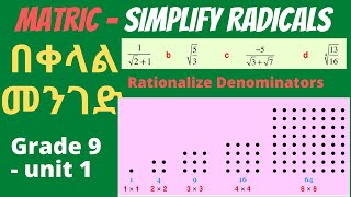 Rationalize Denominators | Radicals | How to Simplify |  | Grade 9 | Unit 1