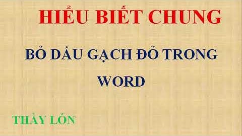 Bỏ dấu gạch đỏ trong Word