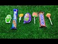 ASMR Most Popular Candys / some lots of colorful rainbow lollipop candy / unpacking chocolate eat 