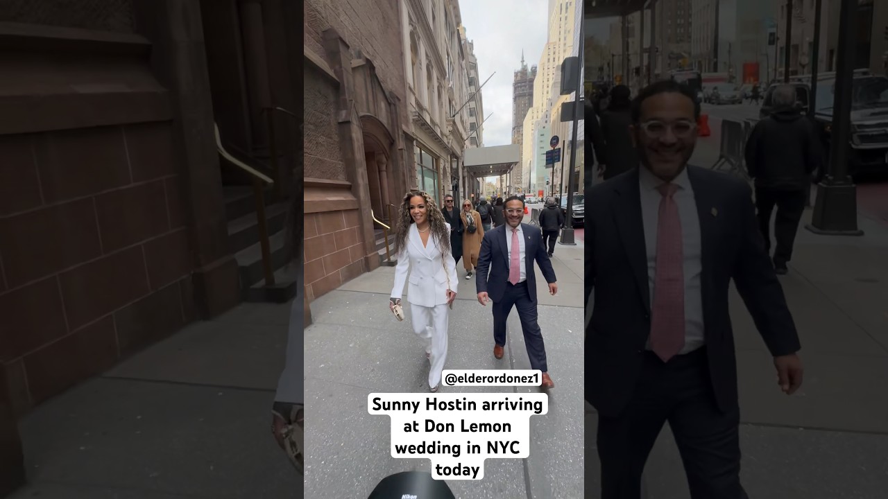 Beautiful Sunny Hostin arriving at Don Lemon and Tim Malone wedding in New York today